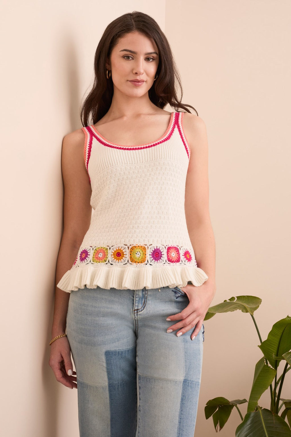 Angel Crochet Scoop Neck Sweater