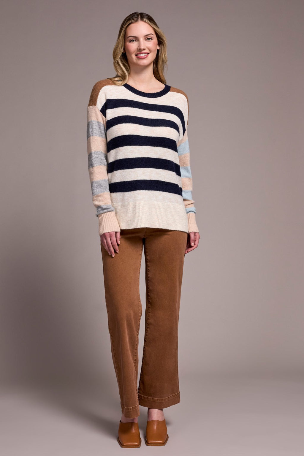 Block Striped Soft Knit Jumper - Sea Foam main image 0