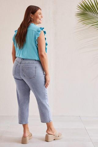 alt view 4 - AUDREY CROP JEANS WITH EMROIDERY-Blueglow