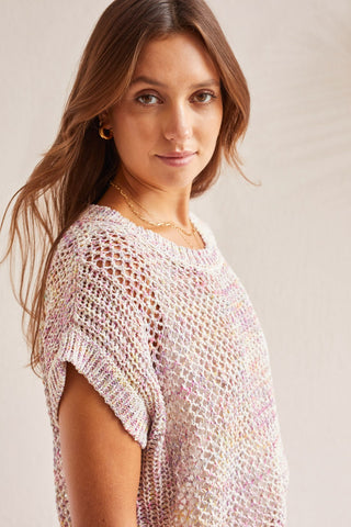alt view 3 - BOXY SLEEVELESS SWEATER WITH RIBBED DETAILING-Plum