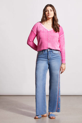 alt view 3 - BROOKE HIGH RISE JEANS WITH SIDE EMBROIDERY-Bluelotus