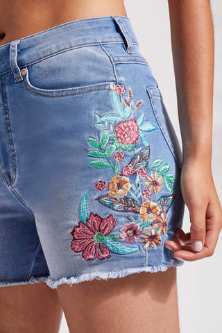 alt view 3 - BROOKE HIGH RISE JEAN SHORT WITH EMBROIDERY-Sky blue