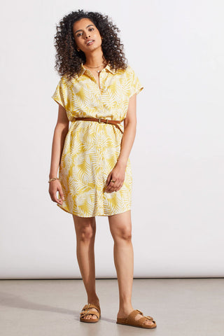 alt view 3 - BUTTON-UP SHIRT DRESS WITH CAP SLEEVES-Bright gold