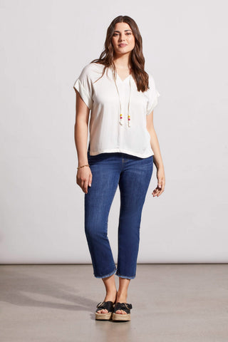 alt view 2 - CHALLIS BLOUSE WITH BEADED TIES-White