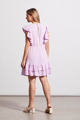 alt view 4 - COTTON GAUZE FITTED DRESS WITH FRILLS-Iris