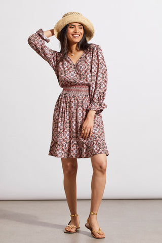 alt view 1 - PRINTED CHALLIS DRESS WITH EMBROIDERED SMOCKING-Pinkdust