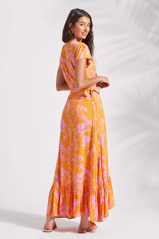 alt view 4 - PRINTED MAXI DRESS WITH SHORT SLEEVES-Canary