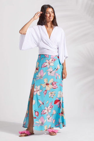 alt view 1 - PRINTED PULL-ON MAXI SKIRT WITH SLIT-Honolulu