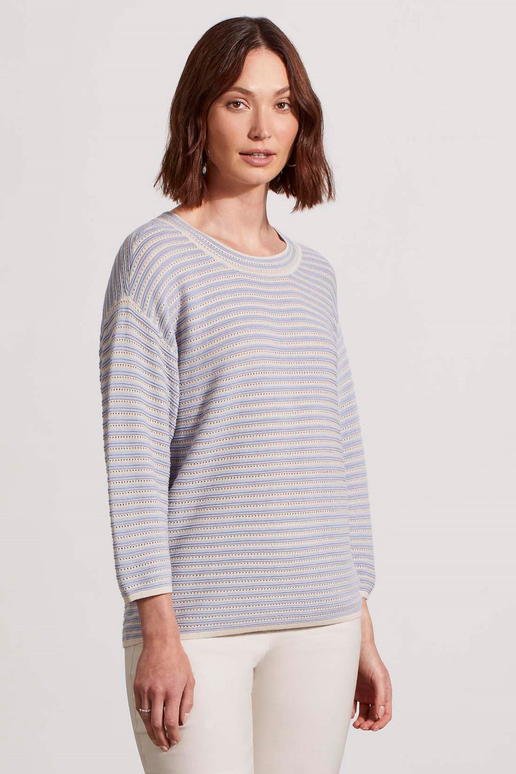 THREE-QUARTER SLEEVE BOAT NECK SWEATER-Zenblue