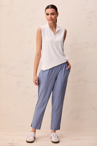 25 Inch Pull-On Technical Capris-Dustblue