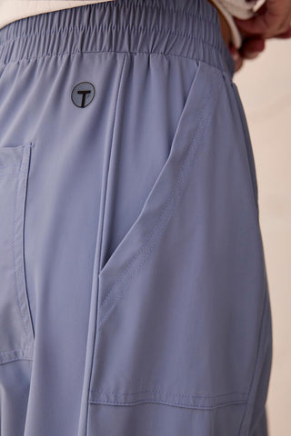 25 Inch Pull-On Technical Capris-Dustblue