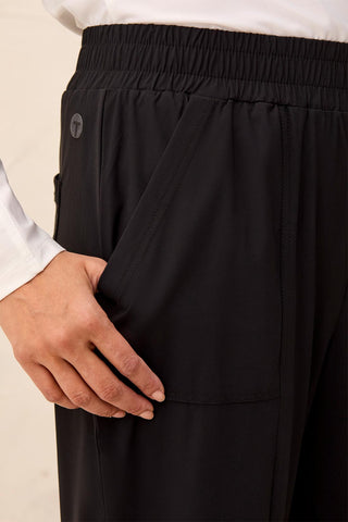 25" High Performance Stretch Pull-On Breathable Pants-Black