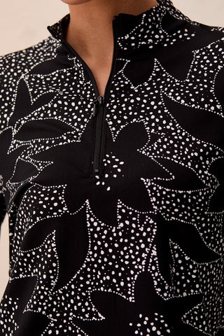 Performance Long Sleeve Top-Black floral