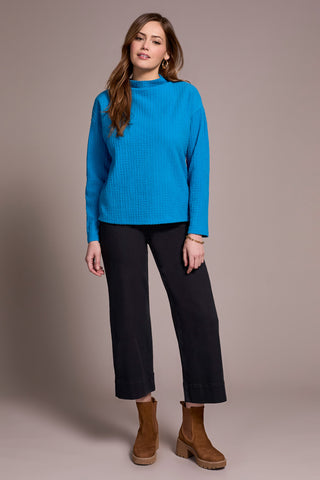 Lightweight Funnel Neck Dolman Sleeve Knit Top-Celestial