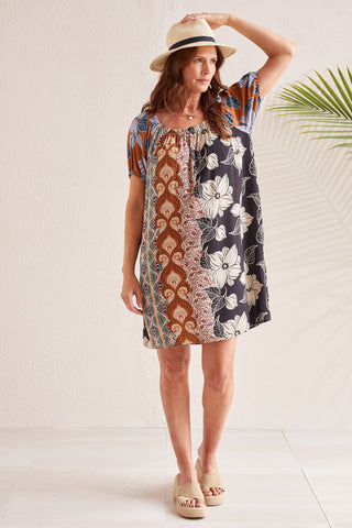alt view 1 - COVER-UP DRESS WITH BUBBLE SLEEVE-Dk.amber