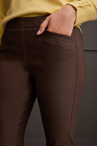 PANTALON AMINCISSANT TAILLE ÉLASTIQUE FLATTEN IT® À LA CHEVILLE-Café