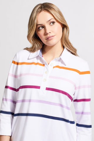 alt view 1 - RUGBY STRIPE POLO WITH SIDE SLITS-Naval