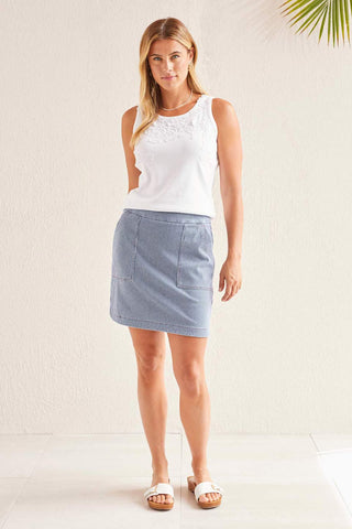 alt view 3 - PULL-ON SKORT WITH CONTRAST STITCHING-Jet blue