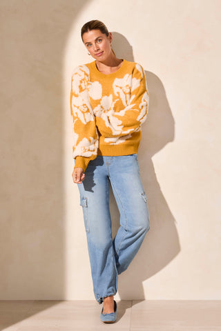 EYELASH YARN CREW NECK SWEATER-Desertsun