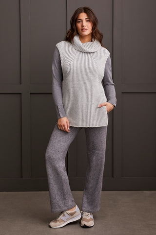 BOAT NECK SWEATER WITH BUTTON SLEEVE-H.charcoal