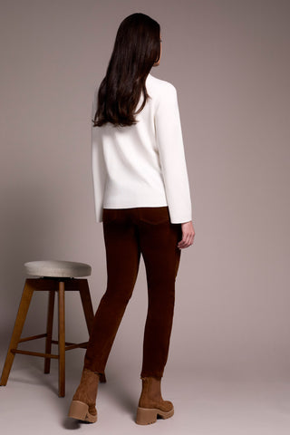 Long Sleeve Funnel Neck Sweater-Cream