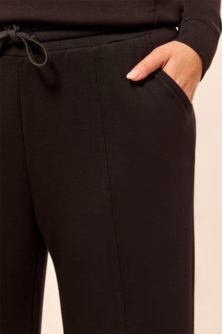 Size Inclusive Techno Lux Scuba Pants With Waistband-Black