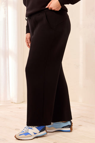 Size Inclusive Techno Lux Scuba Pants With Waistband-Black