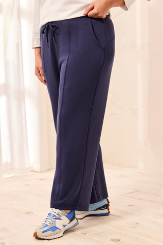 Size Inclusive Techno Lux Scuba Pants with Waistband-Jet blue