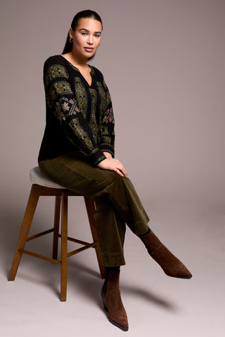 Embroidered Boho Blouse-Black