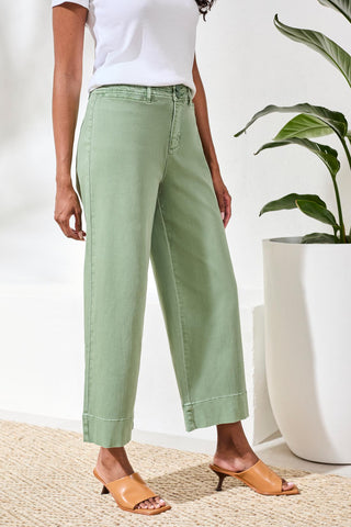 Comfort Stretch High Rise Palazzo Pants-Moss