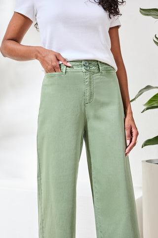 Comfort Stretch High Rise Palazzo Pants-Moss