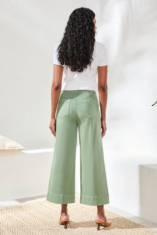 Comfort Stretch High Rise Palazzo Pants-Moss