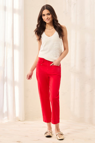 Comfort Stretch Pull-On Kick Flare Capris-Sangria