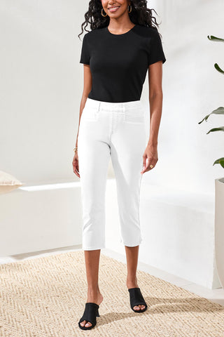 Comfort Stretch Pull-On Slim Leg Capris-White