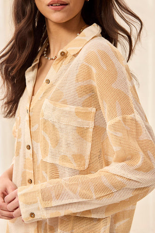 Cotton Eyelet Cover-Up Shirt Dress With Long Roll-Up Sleeves-Canvas