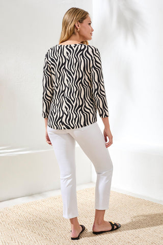 Short Sleeve Notch Neck Top with Buttons-Canvas