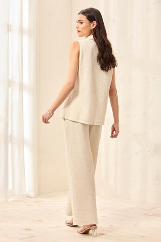 Pantalon Cheville Large En Maille Gonflée-Canvas