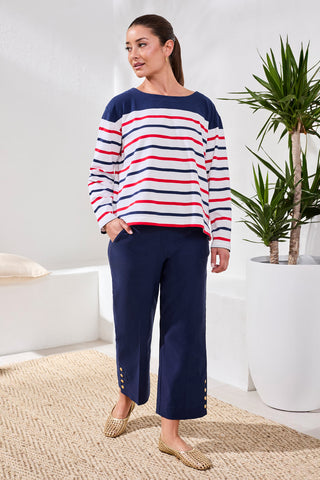 Flatten It® Wide Leg Pull-On Capris Pants-Jet blue