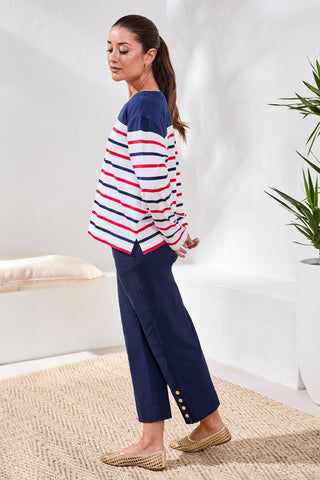 Flatten It® Wide Leg Pull-On Capris Pants-Jet blue