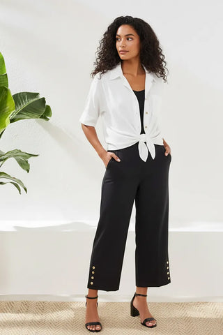 Flatten It® Wide Leg Pull-On Capris Pants-Black