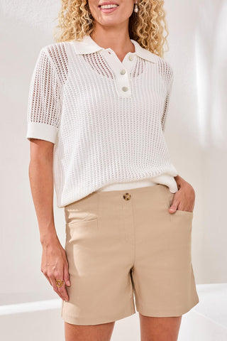 Flatten It® Button-Front Pull-On Shorts-Beach