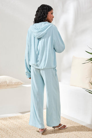 Lightweight Linen Button-Front Hooded Jacket-Ltaquasky