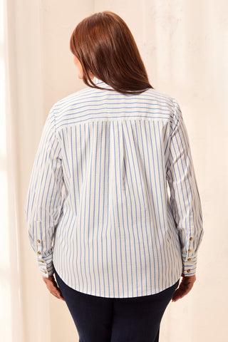 Chemise Plus En Seersucker Rayé-Mer Turque