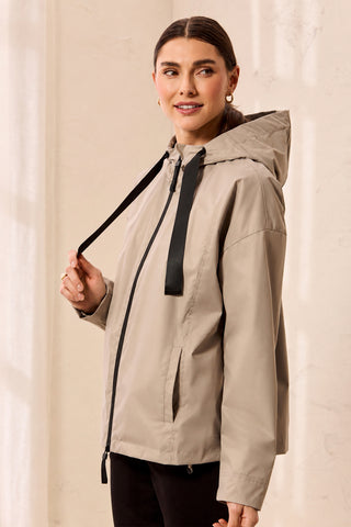 Hydrochromatic Hooded Zip-Up Rain Jacket-Dry sand
