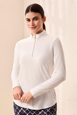 UPF 50+ High Performance Quarter-Zip Long Sleeve Pullover-White