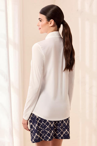 UPF 50+ High Performance Quarter-Zip Long Sleeve Pullover-White