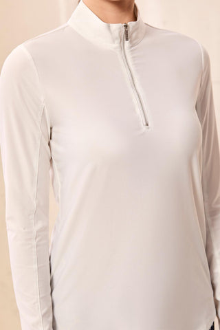 UPF 50+ High Performance Quarter-Zip Long Sleeve Pullover-White