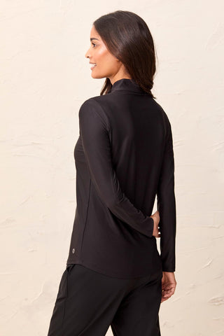 UPF 50+ High Performance Quarter-Zip Long Sleeve Pullover-Black