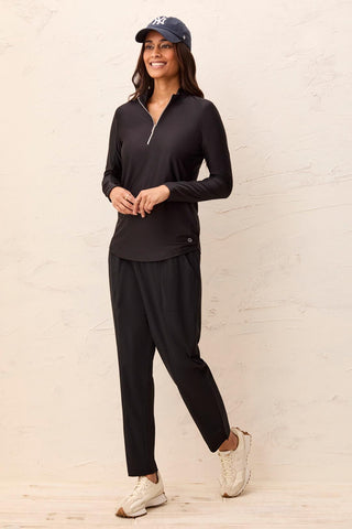 UPF 50+ High Performance Quarter-Zip Long Sleeve Pullover-Black