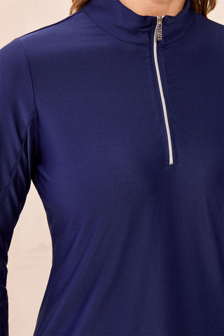 Chandail Anti-Uv 50+ À Col Montant Zippé-Marine Foncé